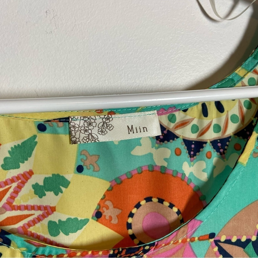 Miin tunic/dress Green with multi print. Size L BOHO. NWOT - Picture 4 of 7